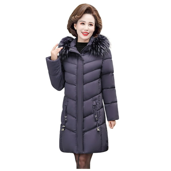 LYXSSBYX Womens Long Sleeve Dress Hot Sale Clearance Women's Winter Plus Size Mid-Length Slim Padded Jacket Mother's Cotton Coat
