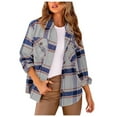 thumbnail image 1 of LYXSSBYX Womens Long Sleeve Dress Women Casual Full Sleeve Plaid Print Turndown Collar Outwear Jackets, 1 of 5