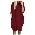 thumbnail image 1 of LYXSSBYX Womens Long Sleeve Dresses Clearance The Fashion Women's Winter Plus Size Casual Loose Pocket Sexy Printed Dress, 1 of 3