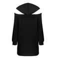 thumbnail image 1 of LYXSSBYX Womens Long Sleeve Tops Hot Sale Clearance Fashion Women's Casual Long Sleeve Ladies Solid Ladies Hollow Out Shoulder Hooded Sweatshirts Short Tops, 1 of 1