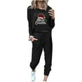 thumbnail image 1 of LYXSSBYX Womens Long Sleeve Tops Hot Sale Clearance Women's Christmas Print Long Sleeve O-neck Sport Pullover Leisure Crop Tops + Pants Set, 1 of 5