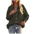thumbnail image 1 of LYXSSBYX Womens Long Sleeve Tops Women's Corduroy Buttoned Cardigan Long Sleeve Lapel Loose Padded Shirt Tops with Poket, 1 of 5