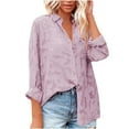 thumbnail image 1 of LYXSSBYX Womens Long Sleeve Tops Hot Sale Clearance Women's Tops Single Breasted Long Sleeve Shirt Tops Loose Lapel Shirt Blouse, 1 of 8