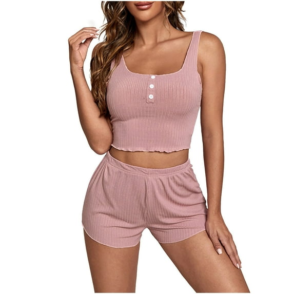LYXSSBYX Womens Pajama Sets Women 2 Piece Outfit Set Sleeveless Top Short Pants Nightshirt Homewear Pajamas