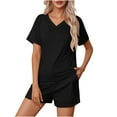 thumbnail image 1 of LYXSSBYX Womens Pajama Sets Women's Home Clothing Pajama Set Knitted Fabric Short Sleeved Shorts Two-Piece Set, 1 of 9