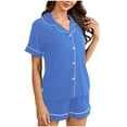 thumbnail image 1 of LYXSSBYX Womens Pajama Sets Women's Solid Color Casual Comfortable Home Pajamas Short Sleeved Shorts Set, 1 of 8