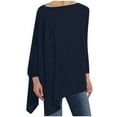 thumbnail image 1 of LYXSSBYX Womens Plus Size Tops Clearance Women Casual Plus Size Round Neck Solid Long Sleeve Irregular Sweatshirt Loose Print Pullover Tops Blouse, 1 of 7