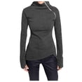 thumbnail image 1 of LYXSSBYX Womens Plus Size Tops Women Casual Solid Blouse Long Sleeve Pullover Turtleneck Zipper Sweatshirt Tops, 1 of 9