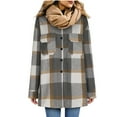 thumbnail image 1 of LYXSSBYX Womens Shacket Jackets Clearance Fashion Women Casual Long Sleeve Plush Single-Breasted Long Coat Tops Blouse Coat, 1 of 6