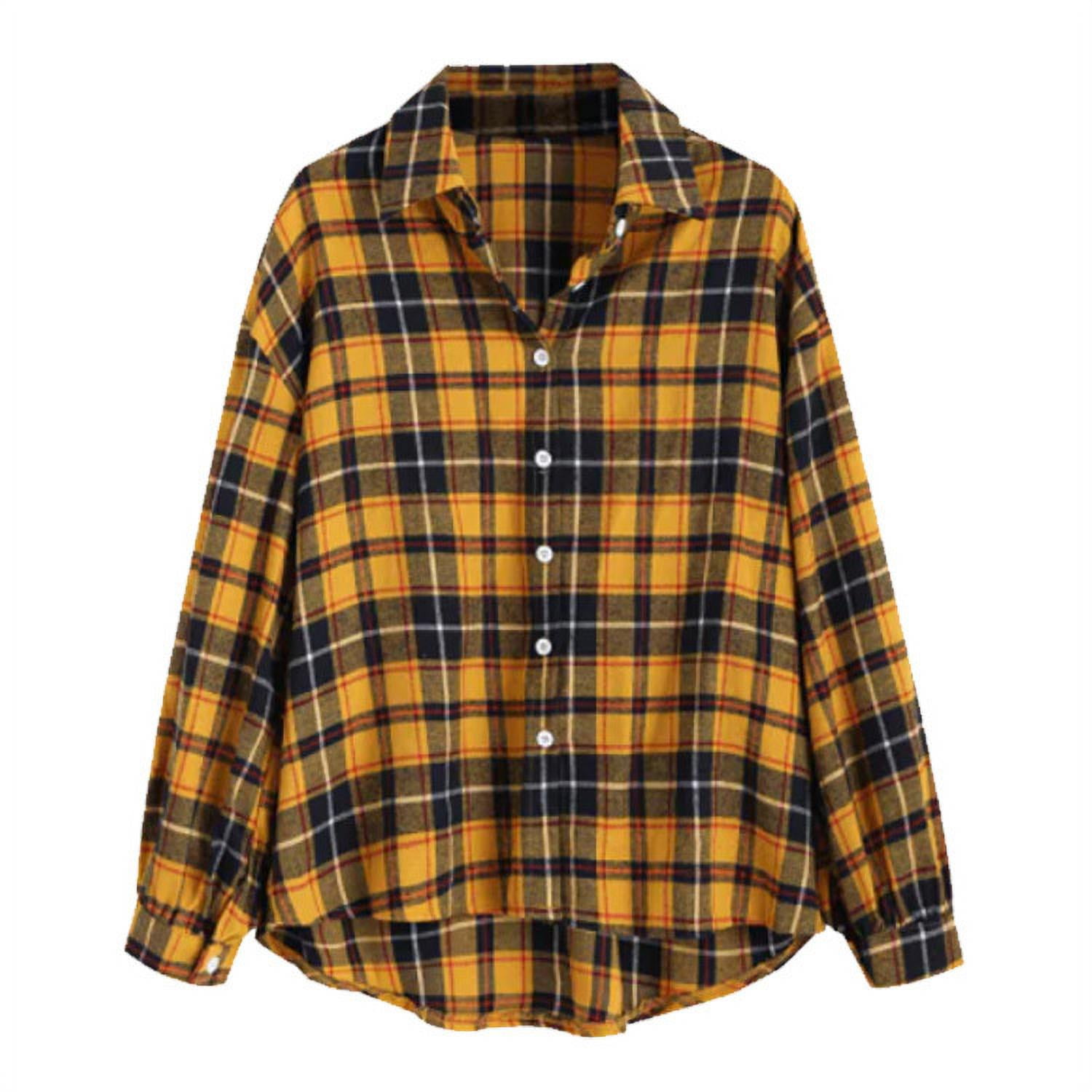 Yellow Plaid Long Sleeve Button Top *Final Sale*
