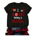 thumbnail image 1 of LYXSSBYX Womens Shirts Short Sleeve Casual Plus Size Short Sleeve 3D Love Printed O-Neck Tops Tee T-Shirt Blouse, 1 of 6