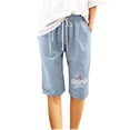 thumbnail image 1 of LYXSSBYX Womens Shorts with Pockets Clearance Women's Shorts Cotton and Linen Fashionable Printing Elastic Waist 5-inch Pants Drawstring 5-inch Shorts, 1 of 4