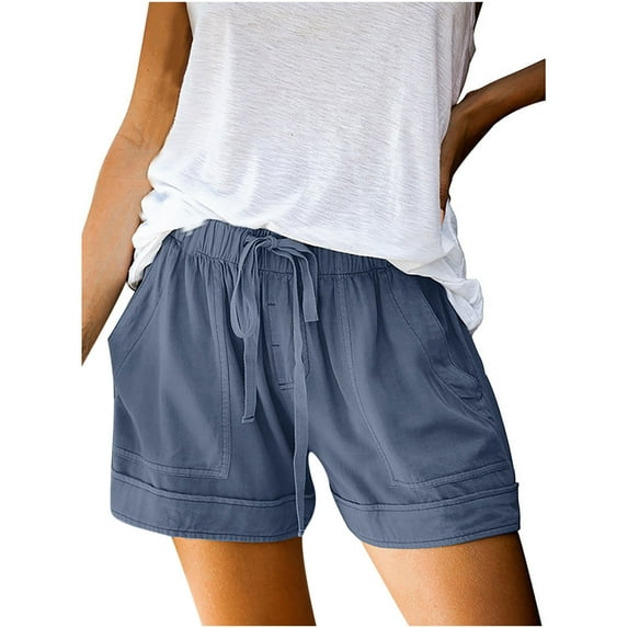 LYXSSBYX Womens Shorts with Pockets Clearance Womens Plus Size Comfy Drawstring Casual Elastic Waist Pocket Loose Shorts Pants