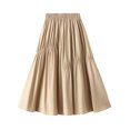 thumbnail image 1 of LYXSSBYX Womens Skirts Midi Length Women's Solid Color Summer Skirt High Waist Lrregular Fold Suit Skirt Elastic Waist Midi Skirt, 1 of 1