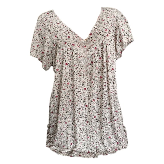 LYXSSBYX Womens Summer Tops Casual Short Sleeves Women Plus Size Short Sleeves V-Neck Print Blouse Pullover Tops Shirt