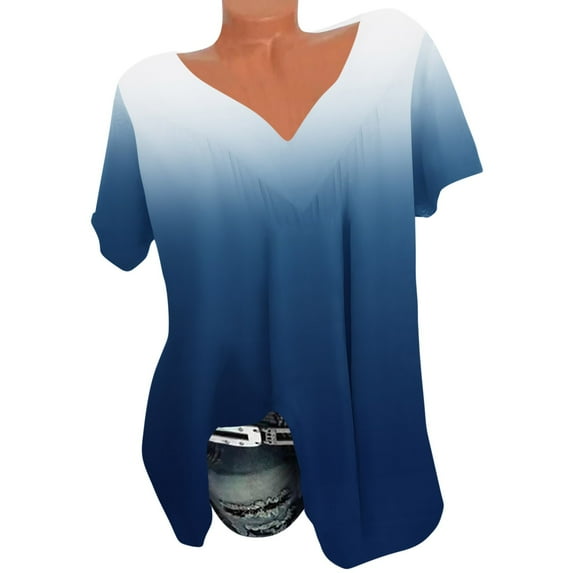 LYXSSBYX Womens Summer Tops Casual Short Sleeves Women Plus Size Short Sleeves V-Neck Print Blouse Pullover Tops Short Sleeve Blouses