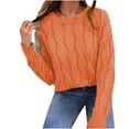 thumbnail image 1 of LYXSSBYX Womens Sweaters Clearance Women's Fashion Autumn and Winter Casual Button Round Neck Long Sleeve Solid Color Sweater Tops Blouse, 1 of 8