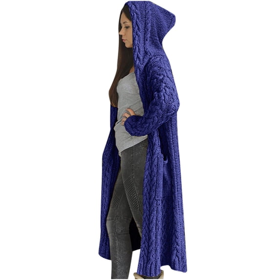LYXSSBYX Plus Size Womens Coats with Hood Fashion Women Casual Long Sleeve Solid Warm Sweater Ladies Tops Coat
