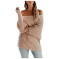 thumbnail image 1 of LYXSSBYX Womens Sweaters Plus Size Clearance Women's Solid Color Casual Long-Sleeved Warmth Collar Pullover Sweater, 1 of 9