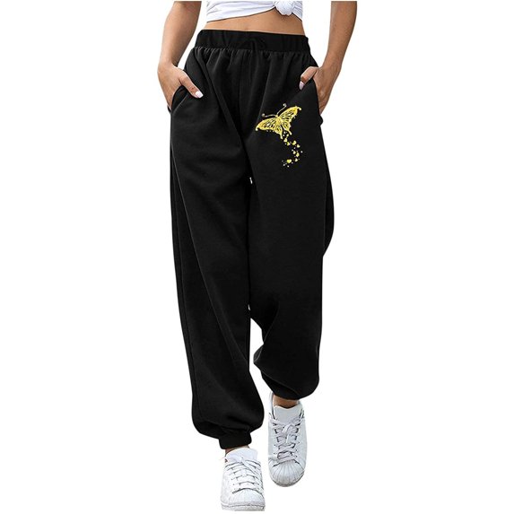 LYXSSBYX Womens Sweatpants with Pockets Plus Size Elastic Waist Trousers For Women Winter Fashion Printed Sweatpants Workout Home Warm Joggers Pants With Pockets