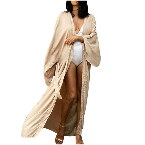 LYXSSBYX Womens Swimsuit Cover up Dress Women's Fashion Loose Long-style Cardigan Loose Coat Bikini Smock Blouse
