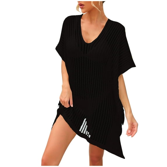 LYXSSBYX Womens Swimsuit Cover up Dress Women's New Sexy Hem Hollow-out Breathable Beach Bikini Bikini Cover up Swimwear Tops