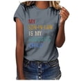 thumbnail image 1 of LYXSSBYX Womens T Shirts Graphic Tees Trendy Women's Letter Printed Short Sleeved Casual Loose Top Short Sleeved Round Neck Top/shirt, 1 of 6