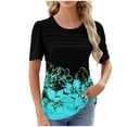 thumbnail image 1 of LYXSSBYX Womens T Shirts Graphic Tees Trendy Women's Oversized Casual Printed Short Sleeved Round Neck Shirt, 1 of 6