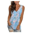 thumbnail image 1 of LYXSSBYX Womens Tank Tops Fashion Women V-Neck Printed Sleeveless Tops Casual Side Split Pullover Tops, 1 of 7