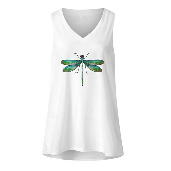 LYXSSBYX Womens Tank Tops Plus Size Clearance Ladies Printed Loose V-Neck Sleeveless Fashion and Comfortable T-Shirt