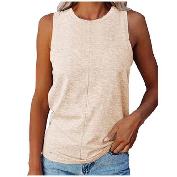 LYXSSBYX Womens Tank Tops Plus Size Clearance Women's Casual Comfort Round Neck Solid Color Hundred Sleeveless Vest Tops
