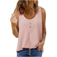thumbnail image 1 of LYXSSBYX Womens Tank Tops Plus Size Fashion Women's Casual Round Neck Solid Color Button Sleeveless Tops T-Shirt Tank Blouse, 1 of 6