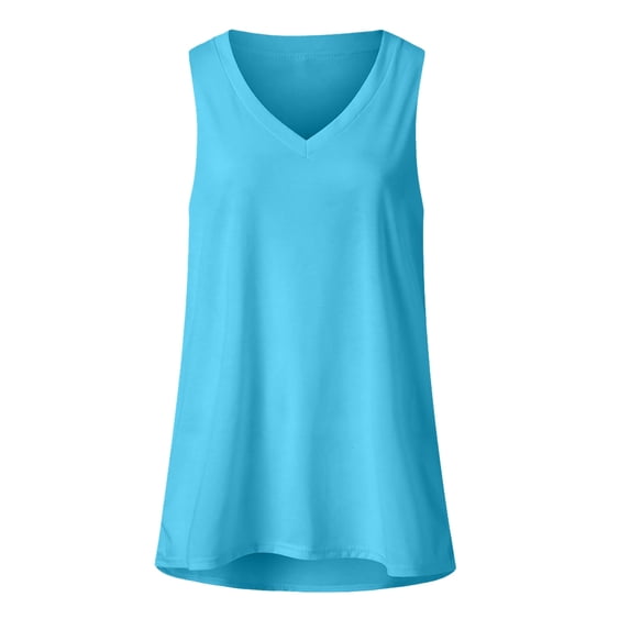 LYXSSBYX Womens Tank Tops Plus Size Women's Casual Solid V-Neck Gradient Sleeveness Tops Loose Vest Blouses