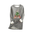 thumbnail image 1 of LYXSSBYX Womens Tops Long Sleeve Clearance Christmas Print Women Fashion Thick Fleece Sweatshirt Velvet Warm Round Neck Underwear Top, 1 of 1