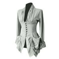 thumbnail image 1 of LYXSSBYX Womens Tops Long Sleeve Clearance Women Long Sleeve Retro Lace Trim Button Up Vintage Irregular Tailcoat Outwear, 1 of 5