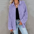 thumbnail image 1 of LYXSSBYX Womens Tops Long Sleeve Women's Corduroy Buttoned Cardigan Long Sleeve Lapel Loose Padded Shirt Tops, 1 of 5