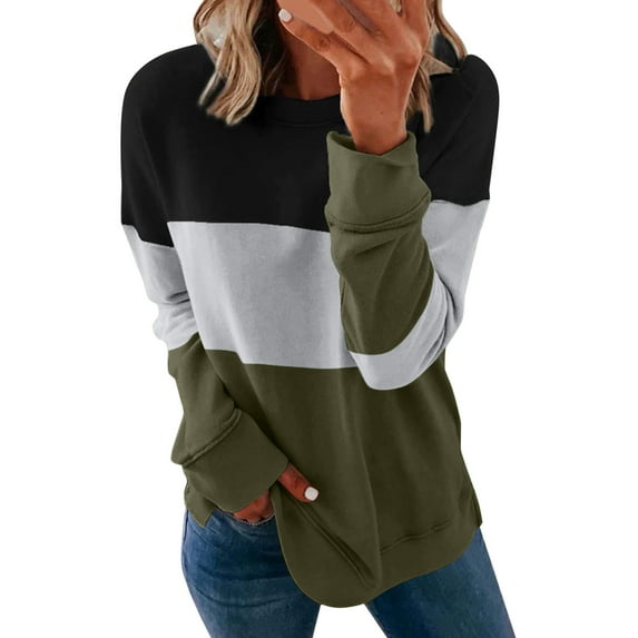 LYXSSBYX Womens Tops Long Sleeve Clearance Women's Round Neck Fashion Casual Long Sleeve Print Sweatshirt Tops Blouse