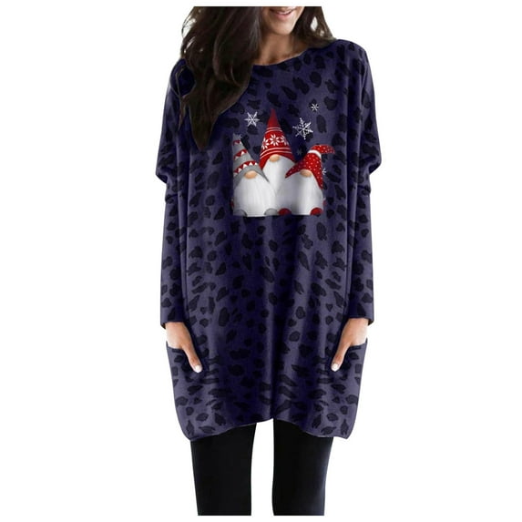 LYXSSBYX Womens Tops Long Sleeve Plus Size in Stock Only Plus Size Women Long Sleeve Christmas Printed O-Neck Tops Tee T-Shirt Blouse