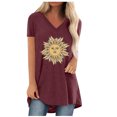 thumbnail image 1 of LYXSSBYX Womens Tops Plus Size Low High Top Clearance Women Casual Printing V-Neck Short Sleeve Long T-Shirt Blouse Top, 1 of 5