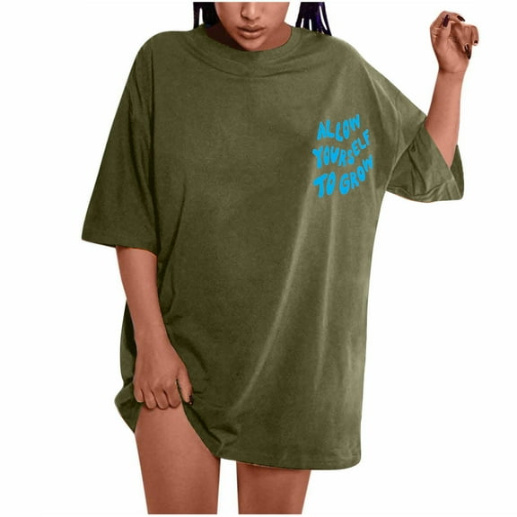LYXSSBYX Womens Tshirts Graphic Oversized T Shirts For Women Plus Size Slogan Graphic Drop Shoulder Short Sleeve Tops Summer Loose Pullover Tees
