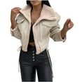 thumbnail image 1 of LYXSSBYX Zipper Hoodies for WomenLamb Hair Short Coat New Zipper Motorcycle Style Jacket, 1 of 5
