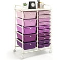 thumbnail image 1 of LYYHTY 15-Drawer Rolling Storage Cart, Multipurpose Movable Organizer Cart, Utility Cart for Home, Office, School, Purple Gradient, 1 of 9