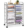 thumbnail image 1 of LYYHTY 15-Drawer Rolling Storage Cart, Multipurpose Movable Organizer, Utility Cart for Home, Office, School, Clear, 1 of 9