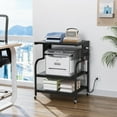 thumbnail image 1 of LYYHTY 3 Tier Large Printer Stand with Power Outlet/USB Port, Rolling Printer Cart with Adjustable Shelf, 3D Printer Stand with Storage, Laser Printer Table (Black), 1 of 9