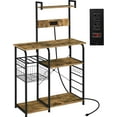 thumbnail image 1 of LYYHTY 55" Industrial Kitchen Baker's Rack with Power Outlet, 4-Tier Utility Storage Shelf with Wire Basket & 10 Hooks for Kitchen/Dining Room/Living Room,Rustic Brown, 1 of 8