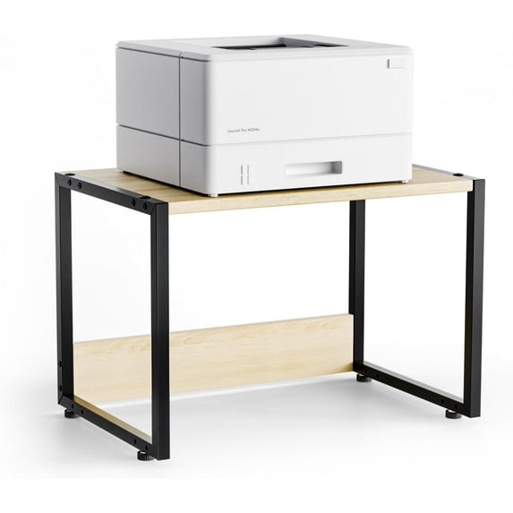 LYYHTY Combinable Printer Stand with Storage for Desk, Desktop Printer Shelf for Home/Office Organizer, Heavy Duty Printer Riser Under Desk for Fax Machine Copier Scanner (Oak)