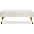 thumbnail image 1 of LYYHTY Dining Bench, Button-Tufted Upholstered Bench with Gold Metal Base for Kitchen, Living Room, Entryway - Ivory, 1 of 10
