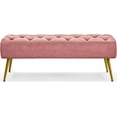 thumbnail image 1 of LYYHTY Dining Bench, Button-Tufted Upholstered Bench with Gold Metal Base for Kitchen, Living Room, Entryway - Pink, 1 of 10