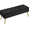 thumbnail image 1 of LYYHTY Dining Room Bench, Button-Tufted  Bench for Kitchen, Upholstered Dining Bench, Dining Room Bench with Gold Metal Base for Kitchen Living Room Entryway Black, 1 of 10