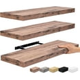 thumbnail image 1 of LYYHTY Floating Shelves for Wall - 24" Bathroom Shelves, Wall Decor for Bedroom, Kitchen, Living Room, Home Decor & Book Storage - Mounted Floating Shelf with Invisible Brackets (Mahogany, 3 Pack), 1 of 7
